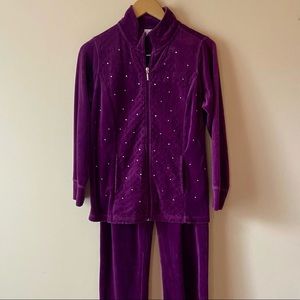 Vintage Purple Velour Track Suit
